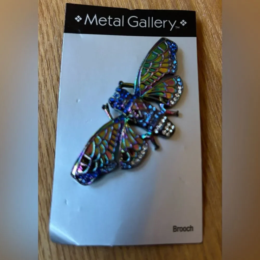 NEW! Multi Colored Gemstone Brooch by Metal Gallery NWT